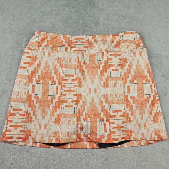 Title Nine Womens Skort Large Golf Tennis Activewear Orange Aztec Preppy Buttah - Picture 7 of 11